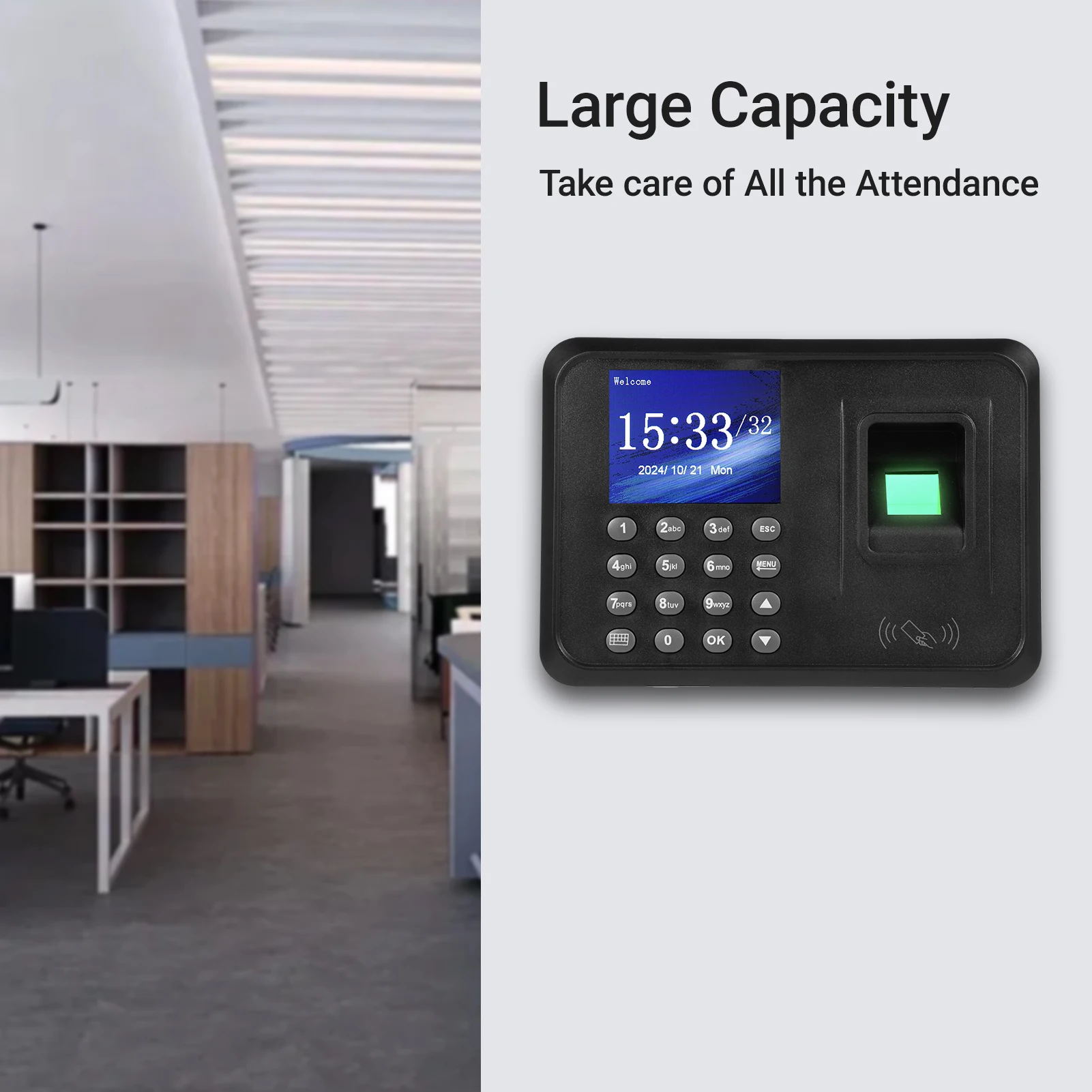 2.4 Inch TFT Color Screen Biometric Time Clock Attendance Machine for Employees Access Control Machine 1000pcs Password Cards