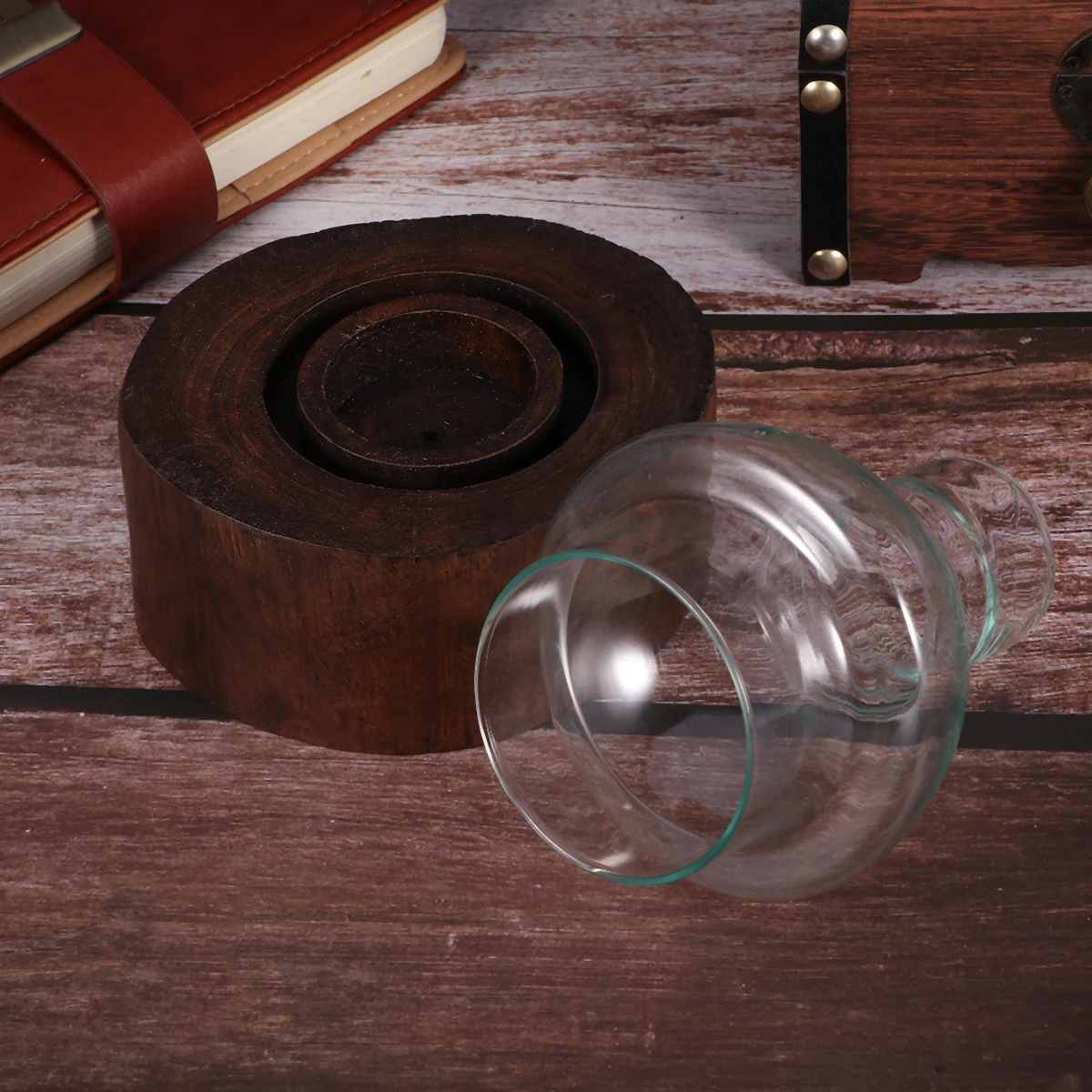 

1pc Vintage Wooden Holder Retro Table Decor For Home Wedding Party Aromatherapy Tea Light Candles Cup Ornament