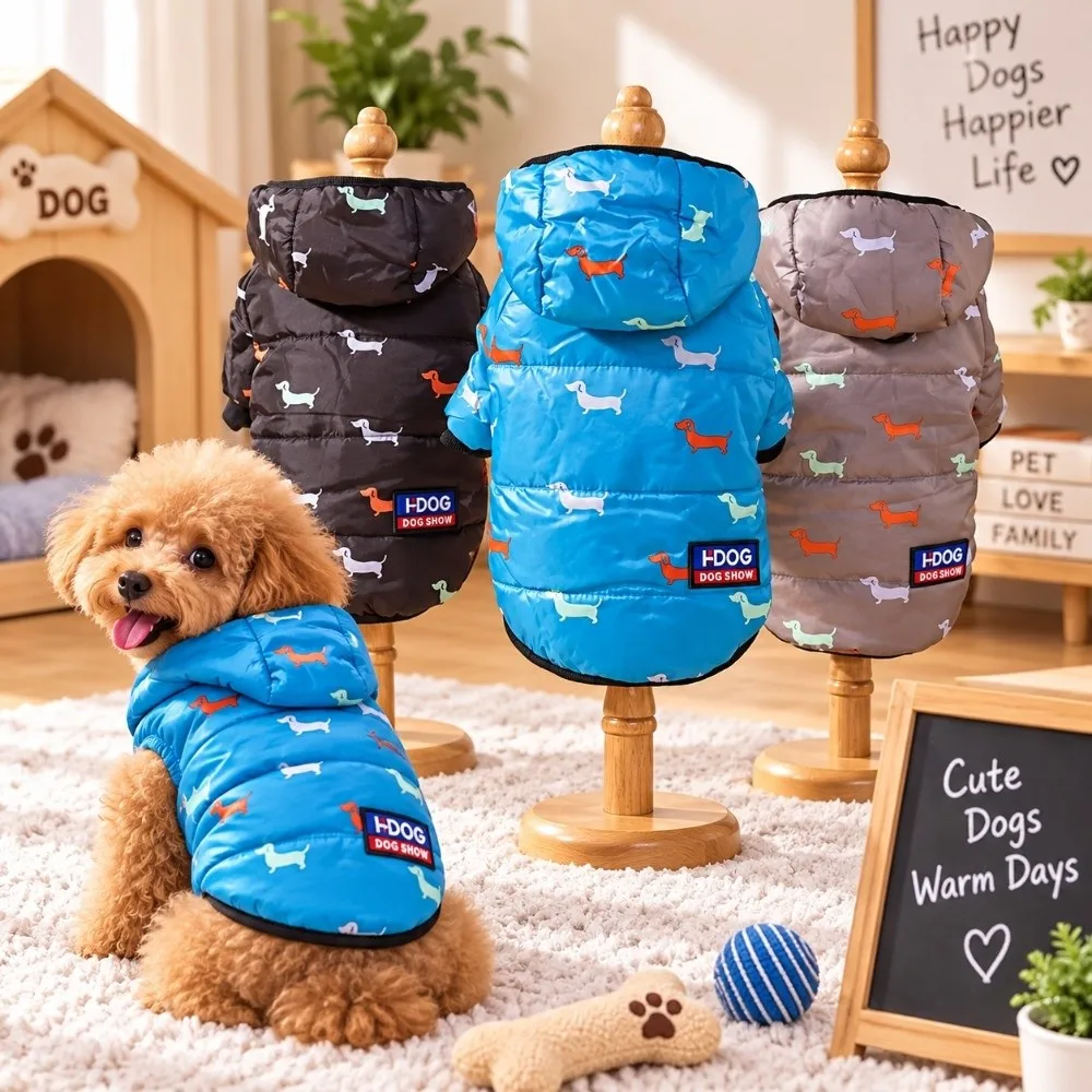 New Soft Warm Hooded Pet Coat Puppy Pattern Two Feet Design Pet Dog Clothing Plus Cotton Thicken Pet Jacket For Dogs Cats