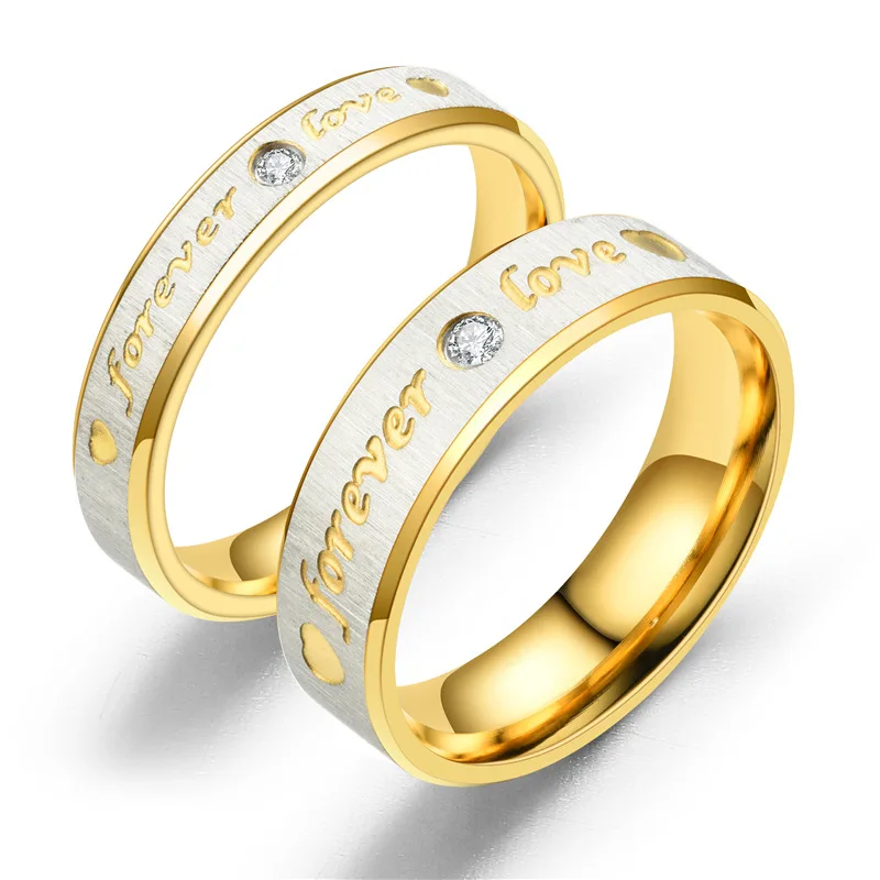 Neuer Forever Love Paar-Ring für Damen und Herren, Herz-Edelstahl-Ehering, modischer Verlobungs- und Party-Schmuck – Detail 1