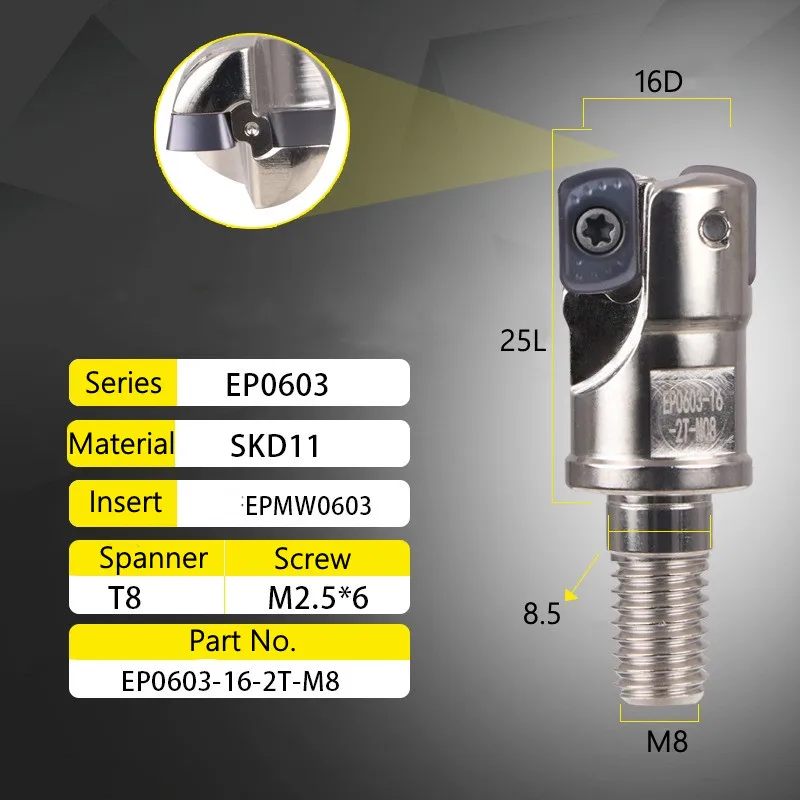 EP0603 كربيد إدراج EPMW0603 الدقة بالقطع مثبت طحن قطع الكتف قاطعة المطحنة مقفل نهاية مطحنة رئيس