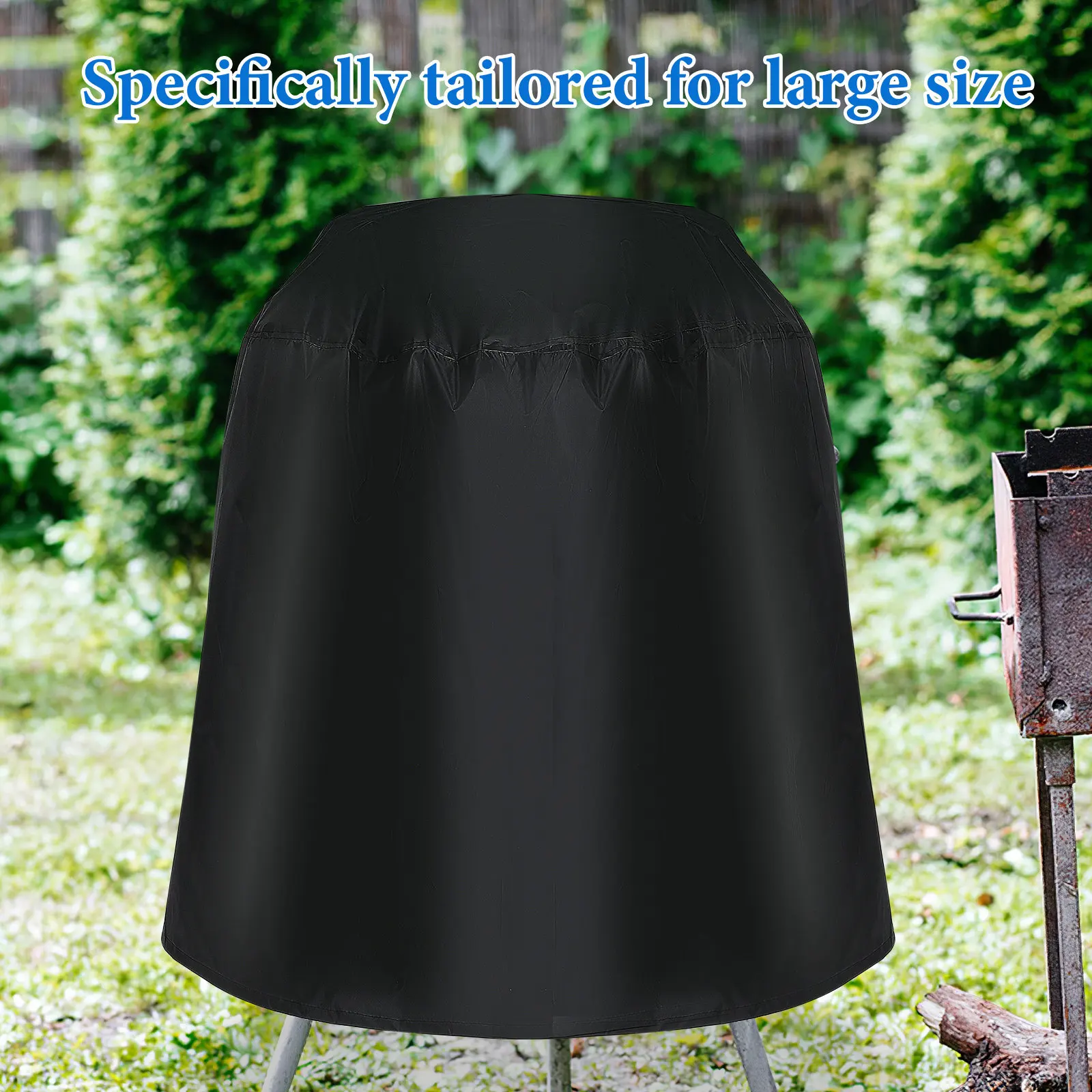 Round Grill Cover Outdoor Waterproof Heavy Duty Polyester Fire Bowl Cover for Large Patio Heater Chiminea Garden Barbecue Grills