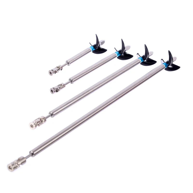 Barco a control remoto, eje de barco de 4mm, eje de transmisión de acero inoxidable + tornillo de tres cuchillas + junta cardán + manguito de eje de acero inoxidable + tuerca de accesorio/juego