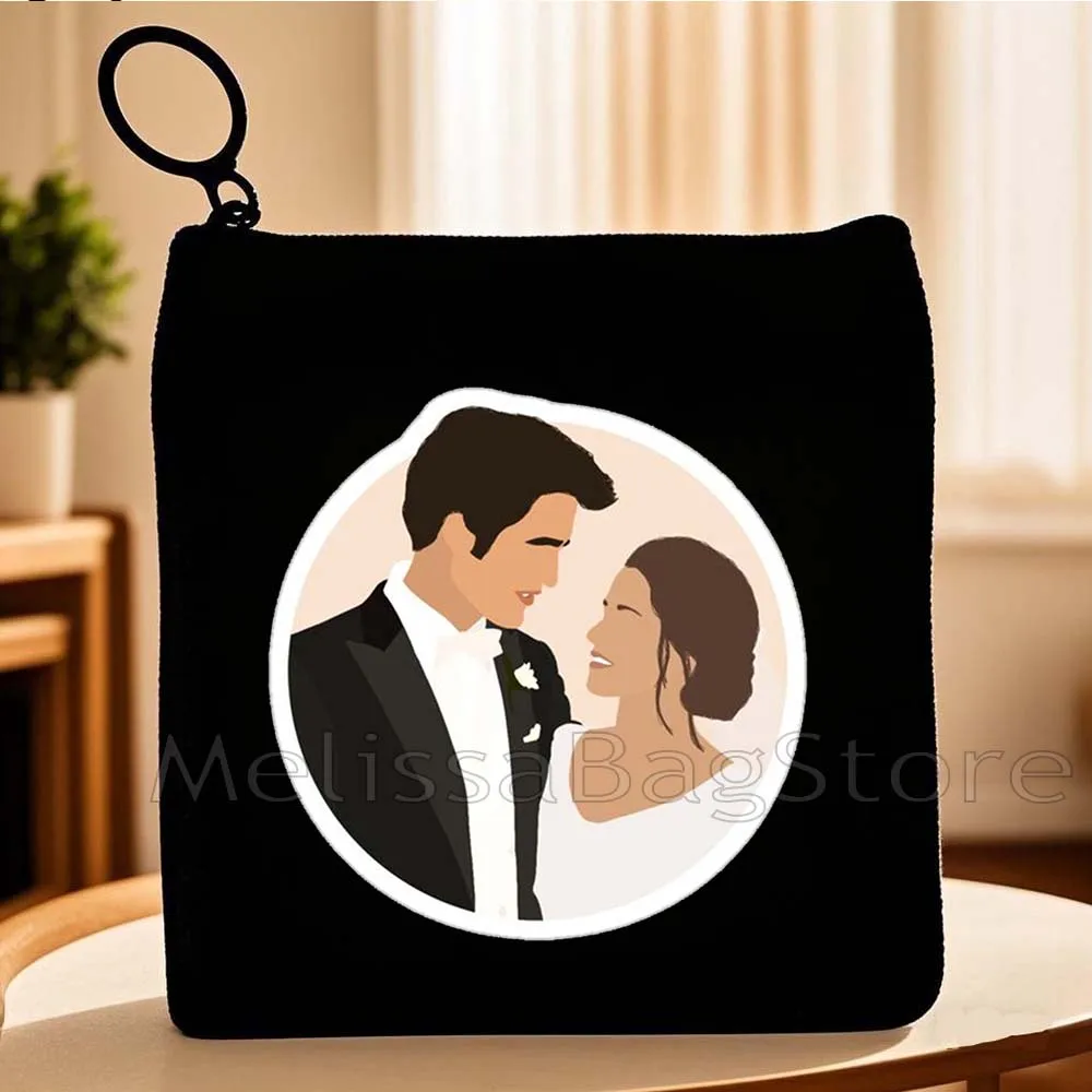 Klassieke film The Twilight Saga Edward en Bella Teen Wolf Fan Gift Canvas portemonnee tas kleine vierkante sleutelkaart tas portemonnee etui