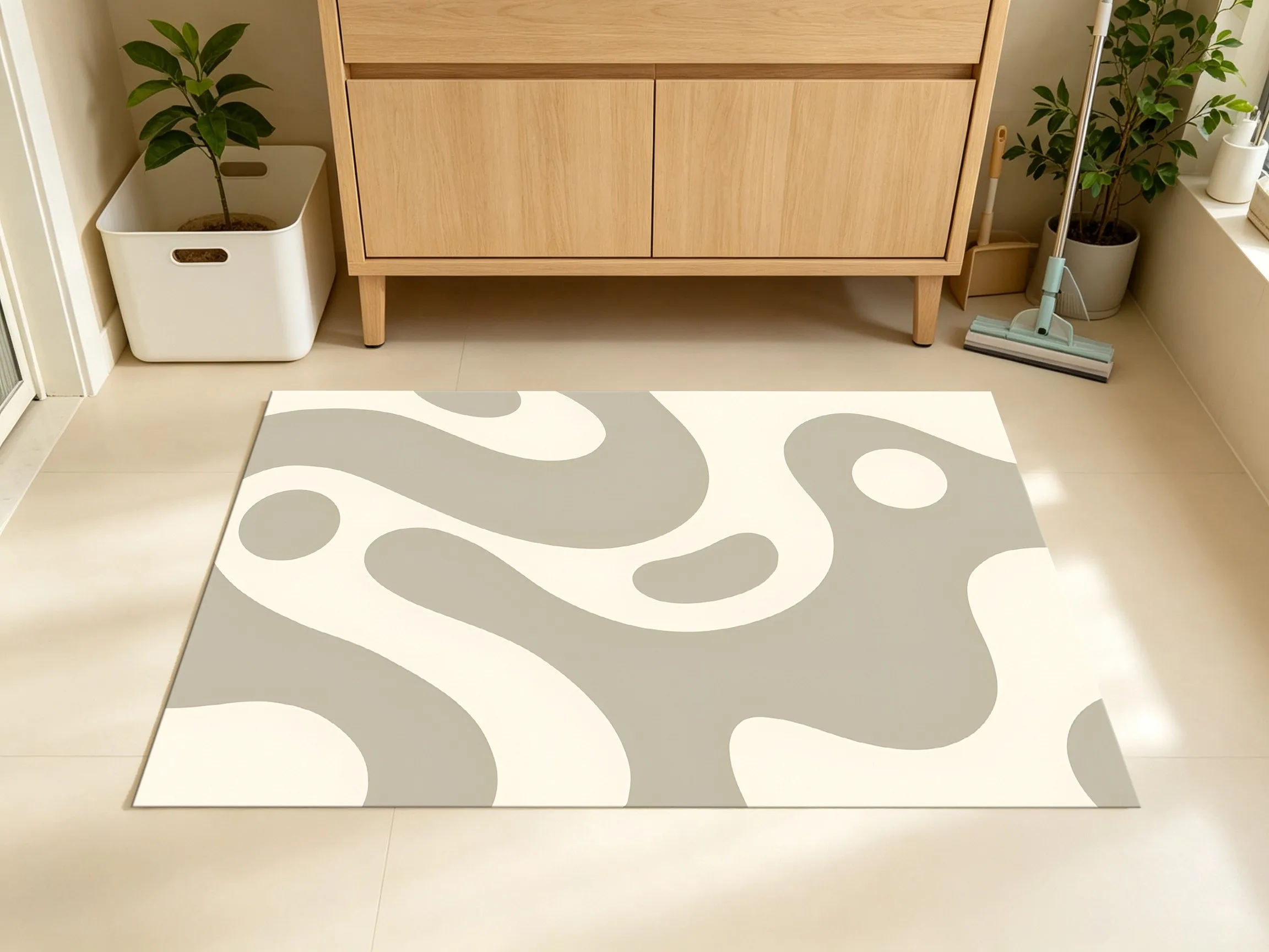 2D Large Rug, Milky Coffee Irregular Fluid Pattern, Minimalist Style, Living Room & Bedroom