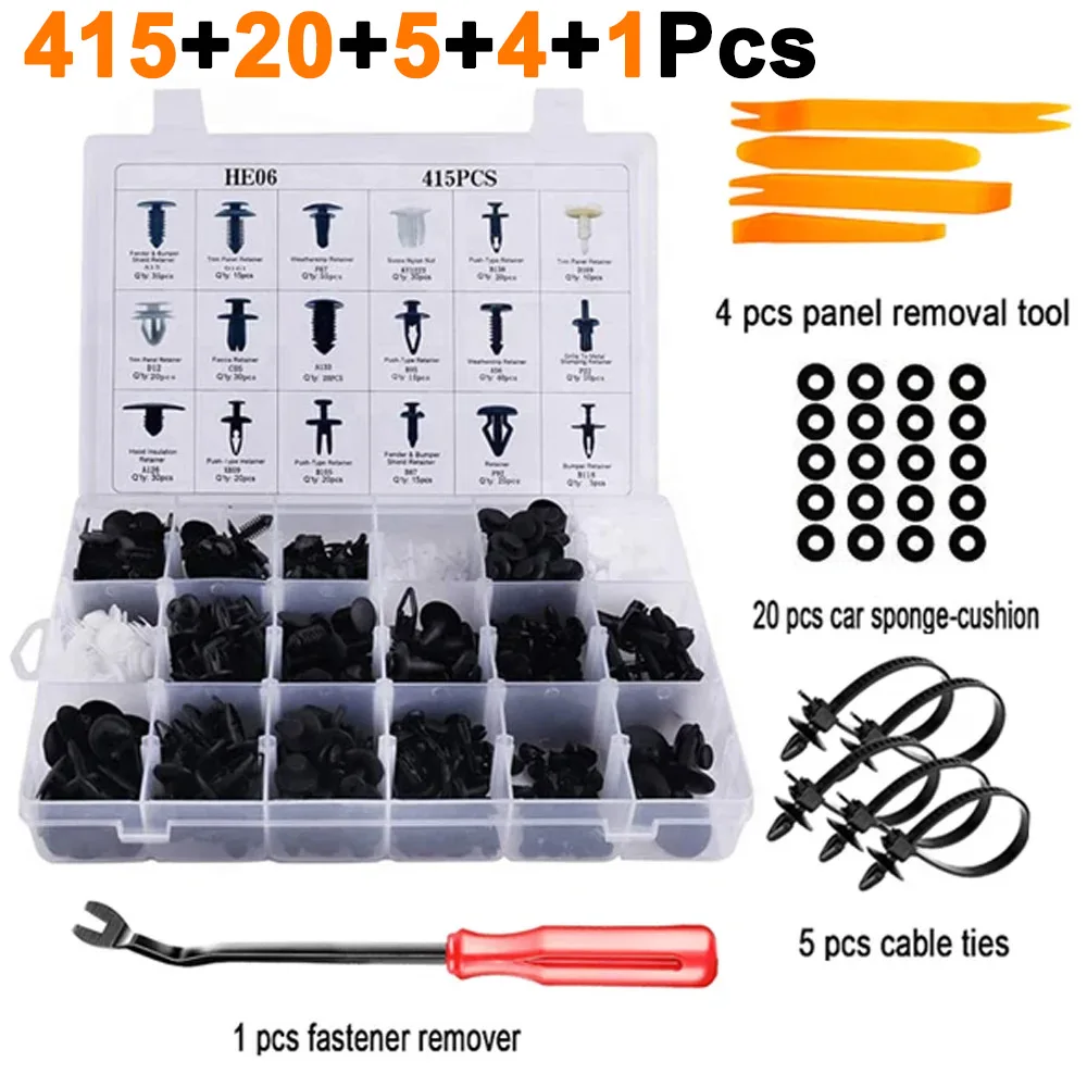 Car Plastic Fastener Clips Set with Box Mixed Auto Body Push Retainer Pin Rivet Bumper Door Trim Panel Fastener Clip Kit