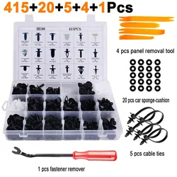 Car Plastic Push Pin Rivet Fasteners Universal Retainer Clips Push Type Retainers Set Auto Remover Tool Body Bumper Panel Repair