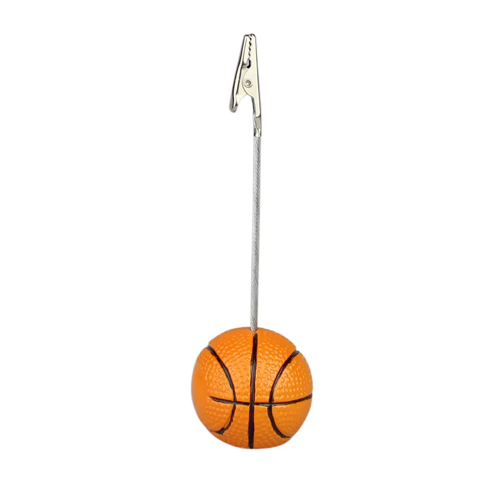 Basketball Memo Holder Resin Ball Base Stainless Steel Note Clip Flexible Wire Desk Photo Display Yellow
