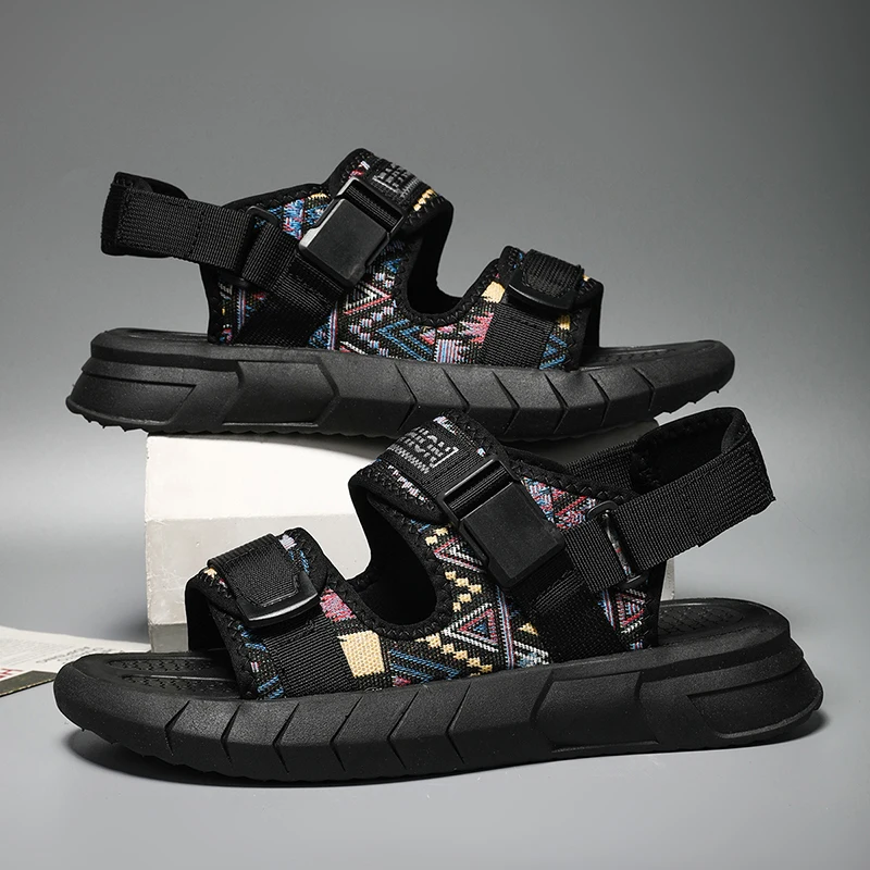 Men's Summer New Casual Fashion Sandals Sports Sandals Outdoor Beach Sports Sandals Open Toe Adjustable Laces High Quality