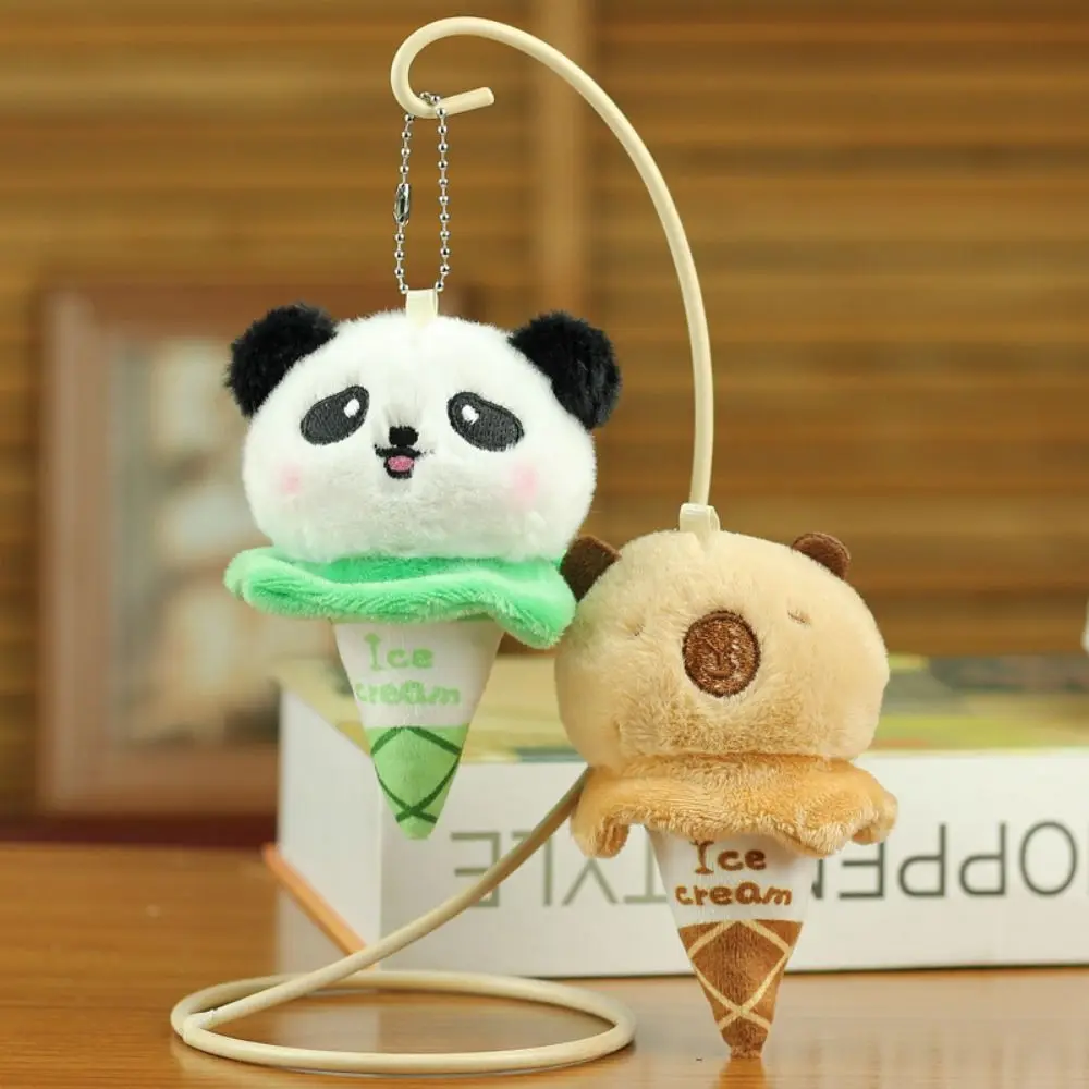 Trinket Cute Plush Schoolbag Pendant Cartoon Stuffed Animals Capybara Pendant Handmade Ice Cream Panda Keychain Hanging Ornament