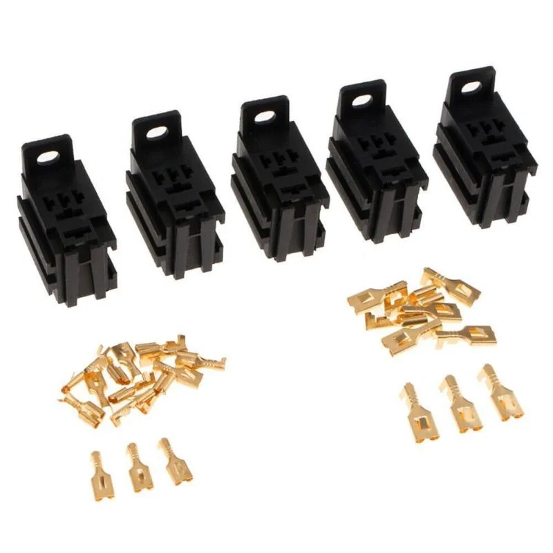 DIY Auto Accessories: 5 Sets of Wire-Free, Flameproof Nylon Terminal for Car Relay Connector Sockets
