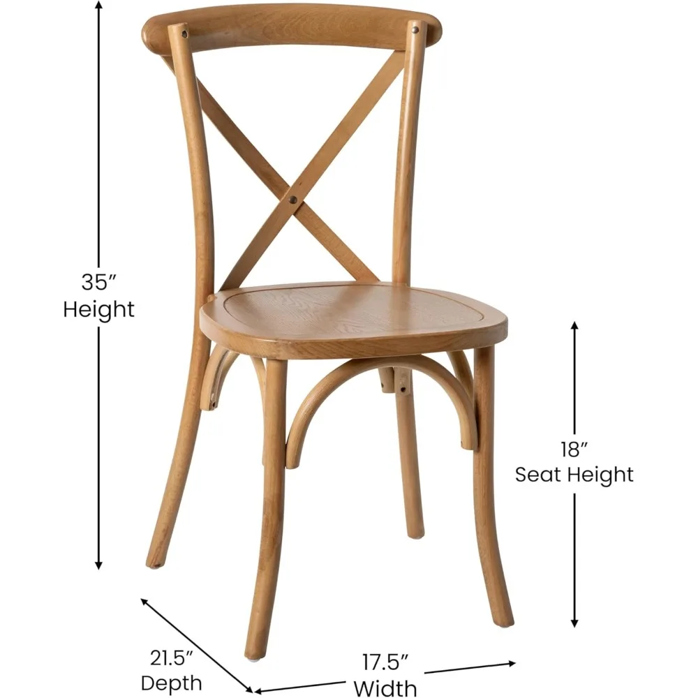 Bistro Style Wooden Dining Chair - Light Brown - High X-Back, Dinings Chairs