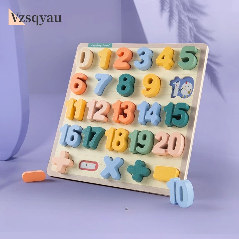 Colorful Alphabet Number Wooden Puzzles Kids Intelligent Matching Game Preschool Children Early Educational Toy Games and Puzzle