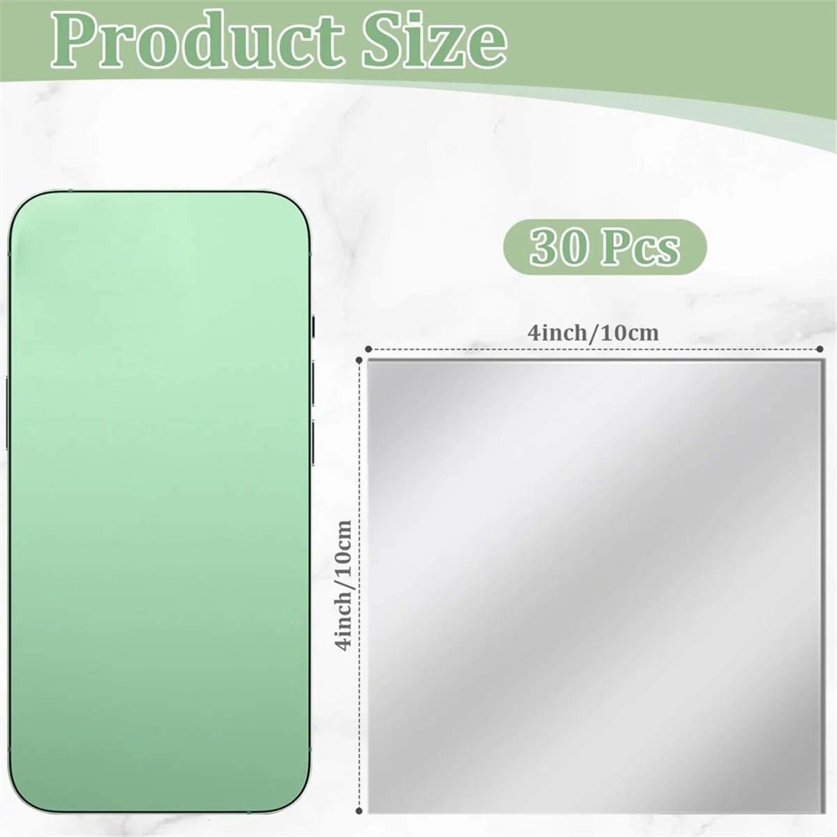 30 peças mini telhas de espelho acrílico autoadesivas, telhas minúsculas quadradas de alta definição de 4 polegadas para artesanato 10x10cm
