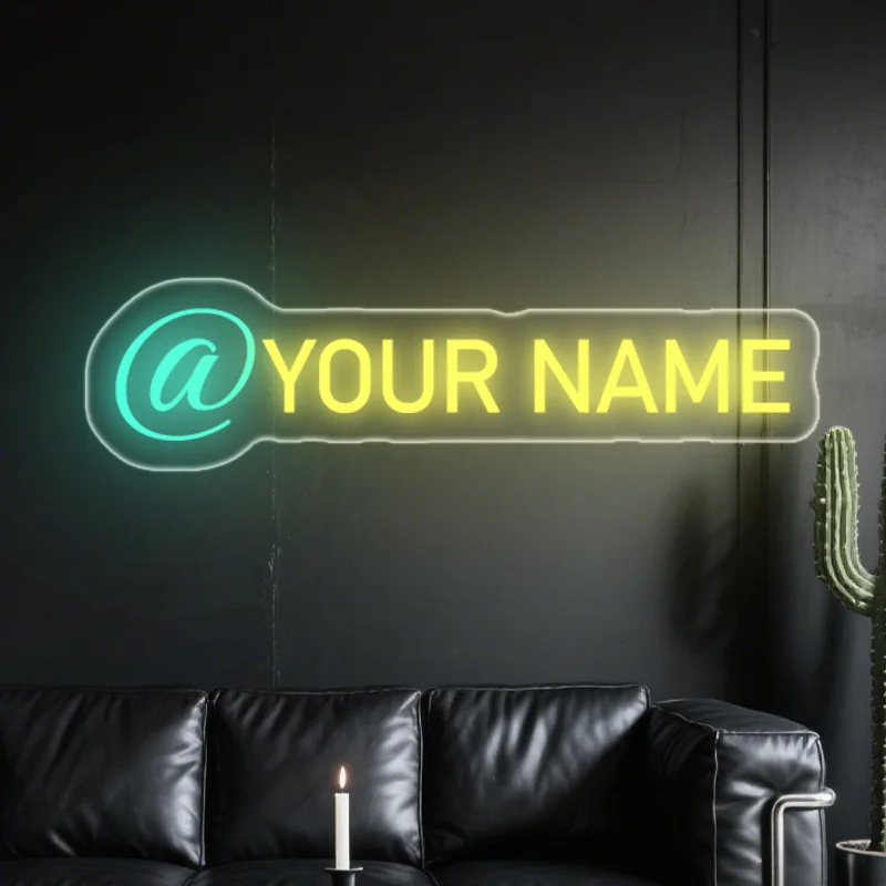 Custom @Your Name Neon Sign - Dimmable LED Night Light Personalized Decor for Birthday Living Room Bedroom Wall Home Lighting