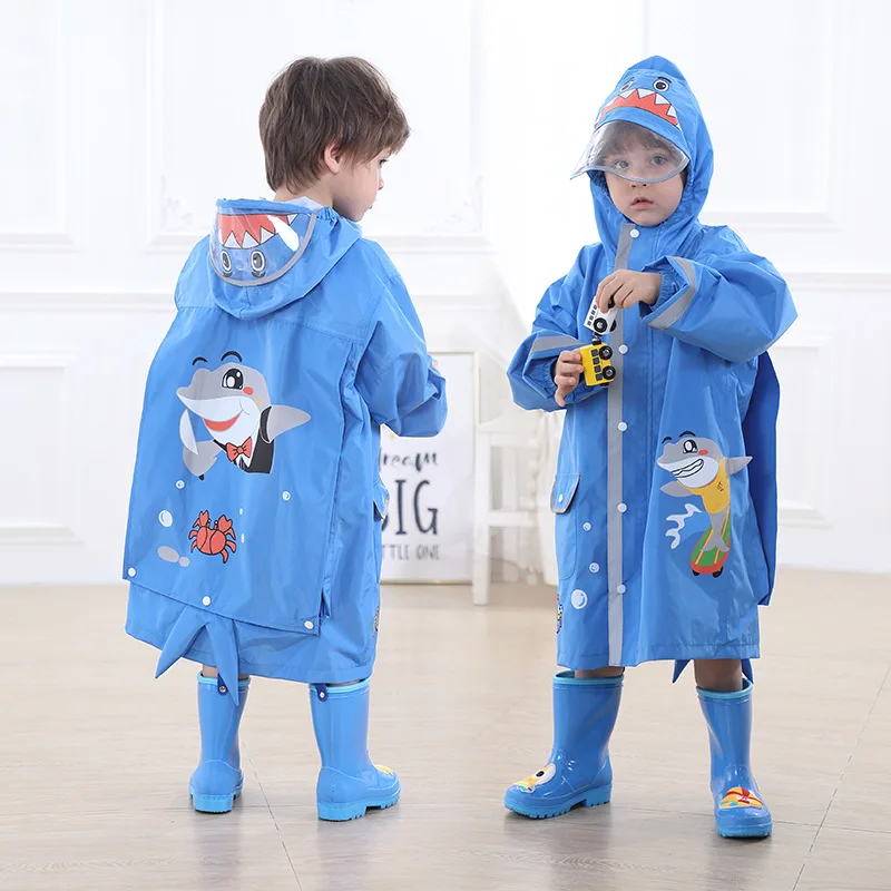 

2-10 Years Old School Kids Raincoat With Schoolbag Space Animal Pattern Children's Rainwear Baby Boys Girls Rainsuit