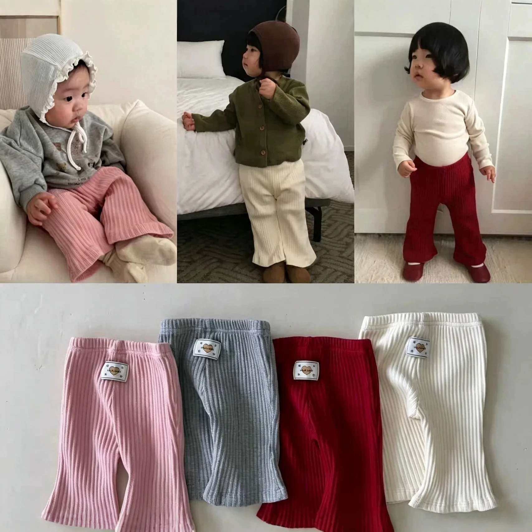 2026 Autumn New Girls Flared Pants Solid Children Loose Trousers Baby Girls Casual Pants Kids Cotton Leggings Toddler Clothes