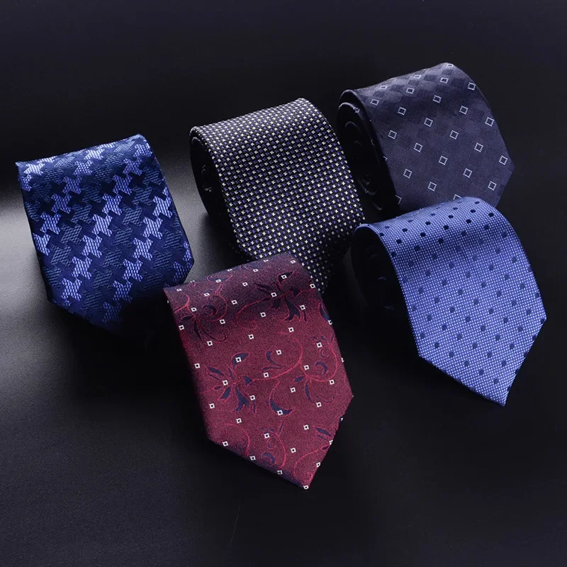 100% Silk Men's Tie 8cm Business Blue Professional Leisure Wedding Groom Neckwear Necktie Formal  Gravata Dot Tie Father's Gift