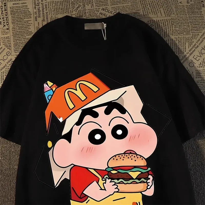 Summer Fashion Crayon Shin Printed Casual Women's Kids T-Shirt Short Sleeve Street Y2k Harajuku Loose T-Shirt Ladies Kawaii Top