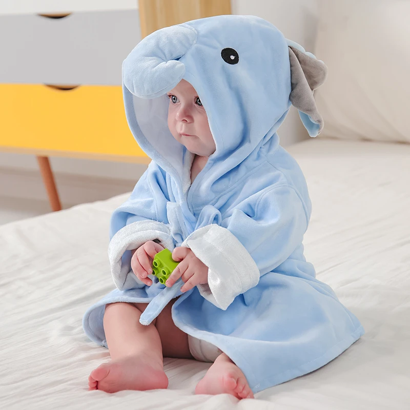 New Elephant Hooded Baby Bathrobe Soft Baby Bath Towel Bathrobe Blanket Pajamas Children Winter Children Boys Girls