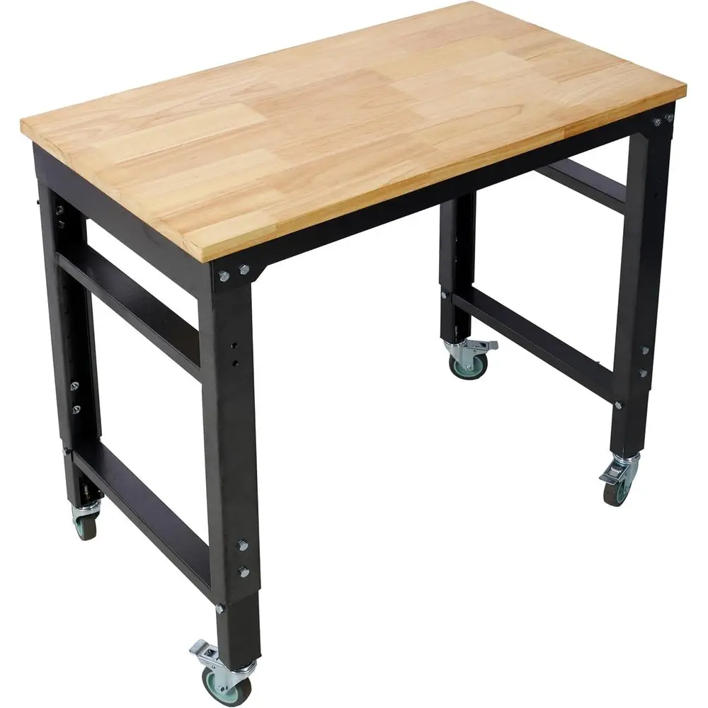 Adjustable Height 35x20 Rolling Workbench with 2000Lbs Capacity for Workshops and Garages