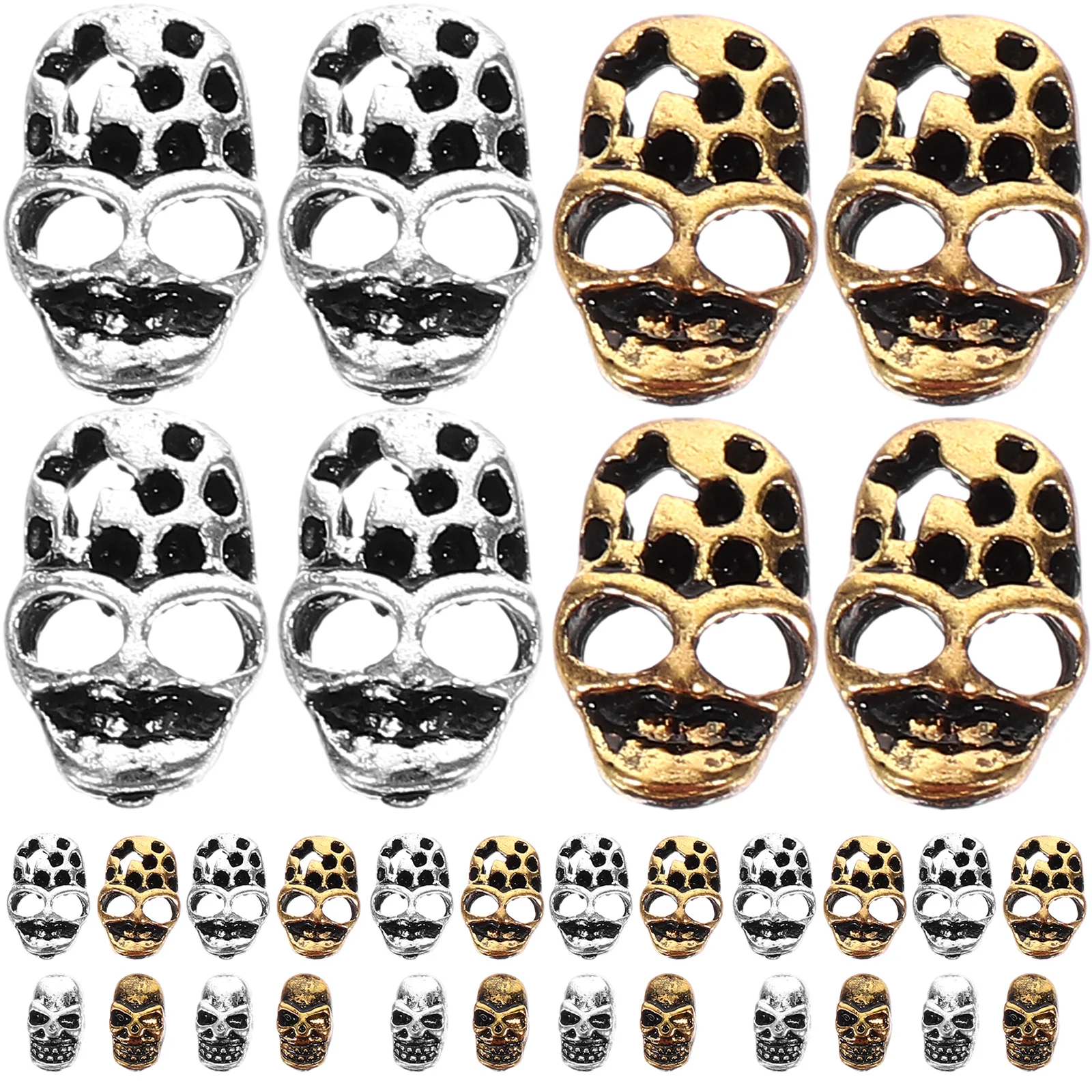 40 Pcs Halloween Skull Metal Nail Accessories Decor Manicure Decors Charms Grimace Alloy DIY Ornament Gothic