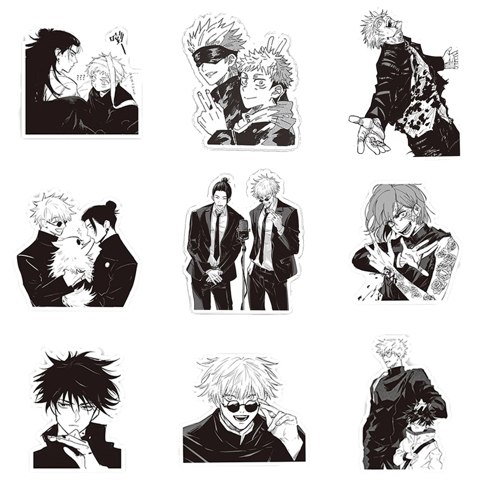 10/30/65PCS Black White Jujutsu Kaisen Anime Stickers Decoration Suitcase Scrapbooking Laptop Phone Stationery Manga Kid Sticker