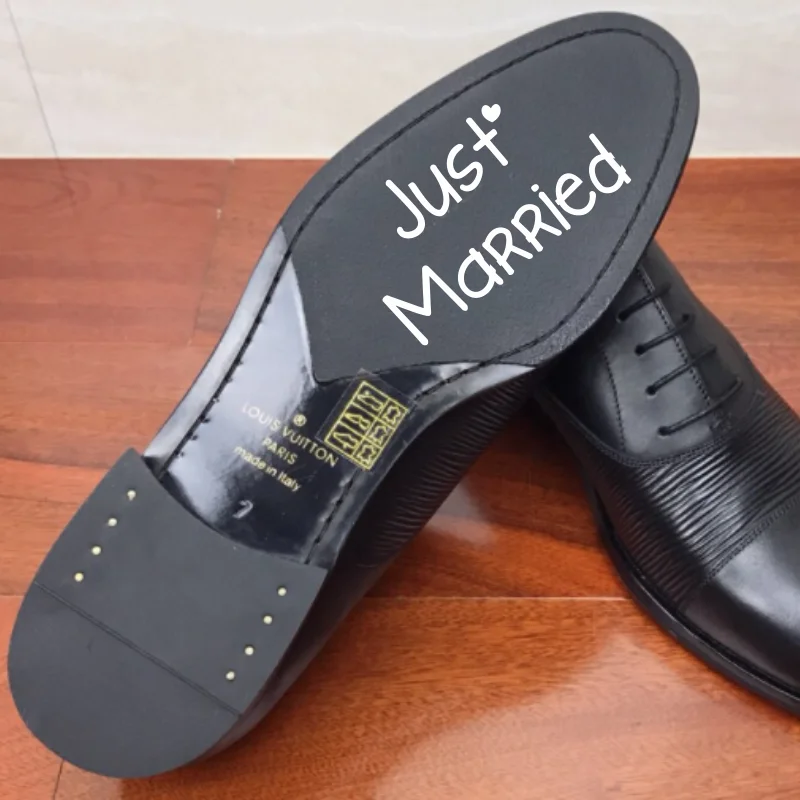 Just Married Decal, Wedding shoes decal, Bride Shoe Stickers, Wedding Day Accessories