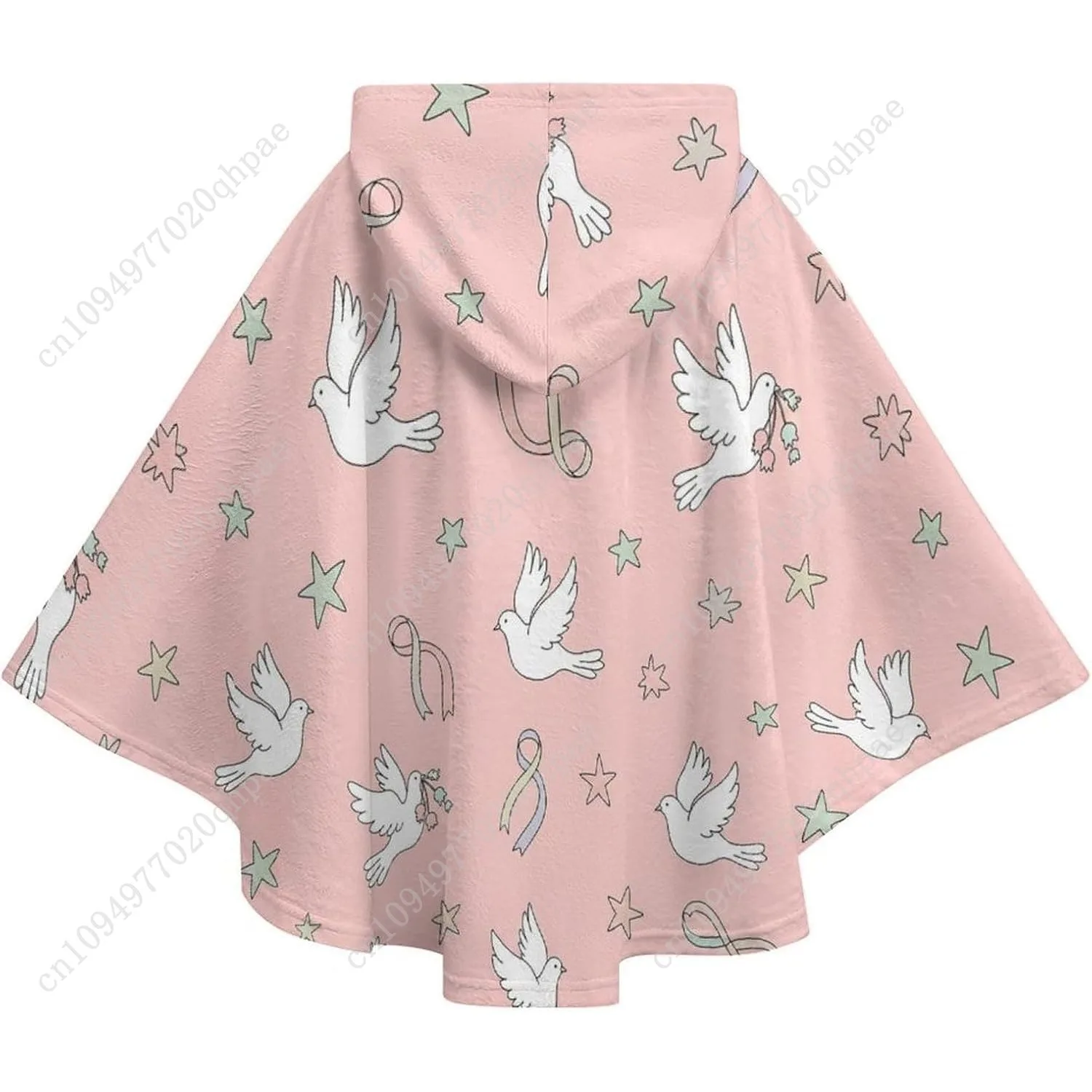 سترة بطانية مريحة من الفلانيل، قلنسوة كبيرة الحجم بأشرطة على شكل نجوم مع جيوب للأطفال والمراهقين #6