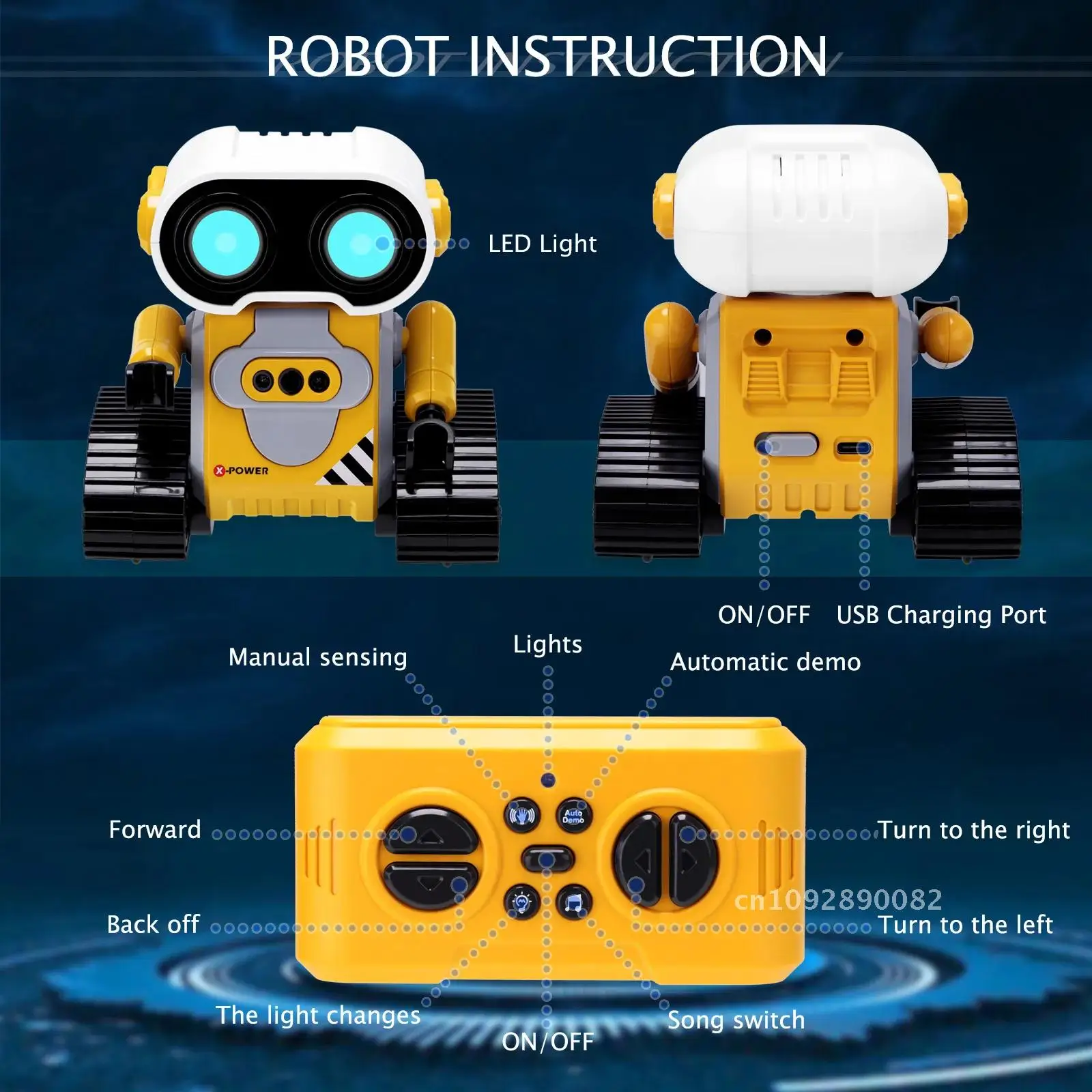 Kid's Robot Wall-E Intelligent Robot Rabbit Gesture Sensing Simulation Toy Music Lighting Rabbit Remote RC Control