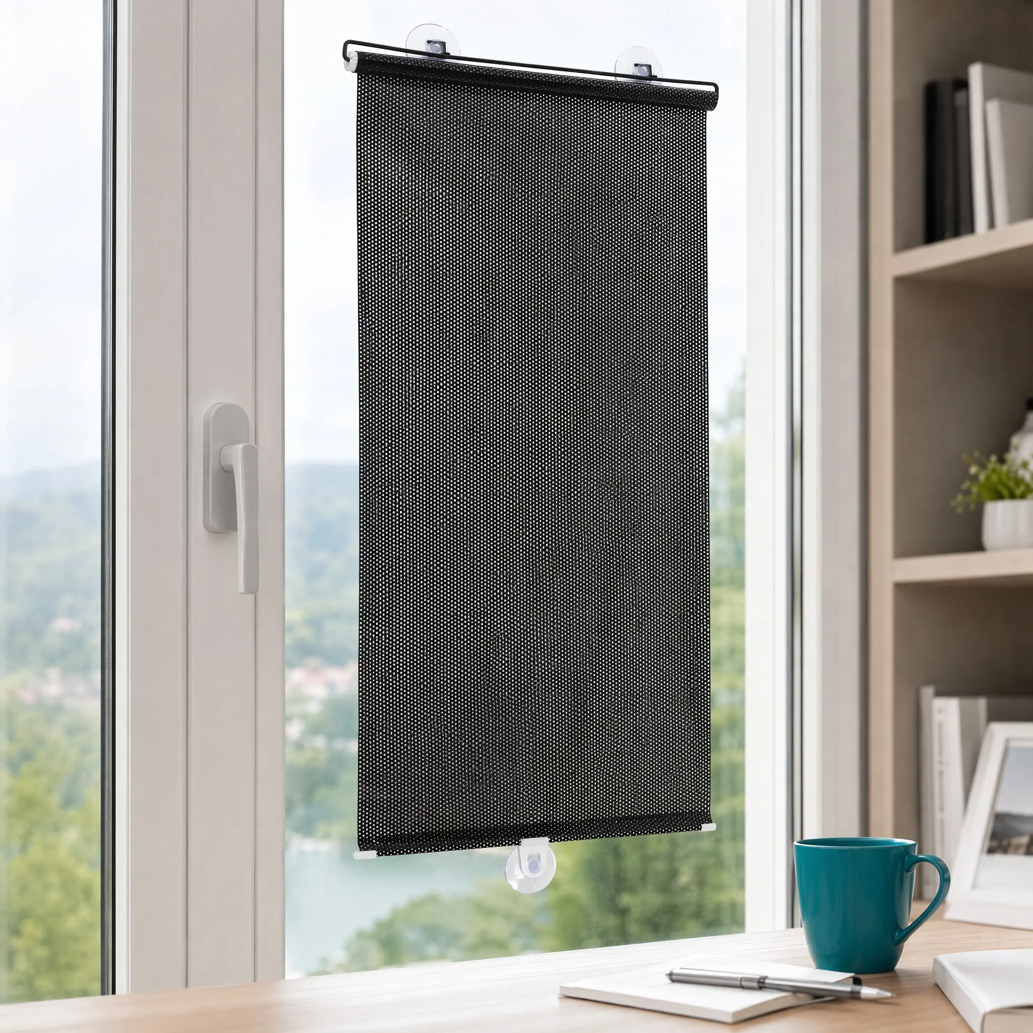 Blackout Balcony Sunshade Temporary Blind Roller Blinds with Suction Cups Easy Install Adjustable Privacy Shield Door Window