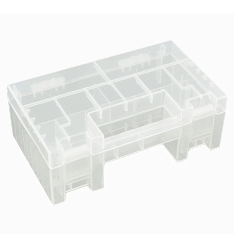 462E Clear PP Plastic Storage Box Battery Carrying Case Organiser Container with Lid