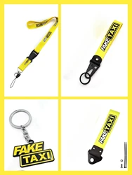 FAKE TAXI Series Car Keychain Key Strap Neck Lanyard Key Rings For Auto Motorcycle Keyring Accessories Style of JDM