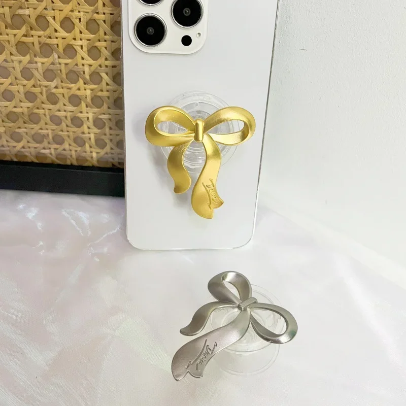 Autocollant arrire de coque de tlphone avec n?ud mignon, Style coren Ins, support de tlphone pliable Transparent pour iPhone Samsung Xiaomi, support arrire