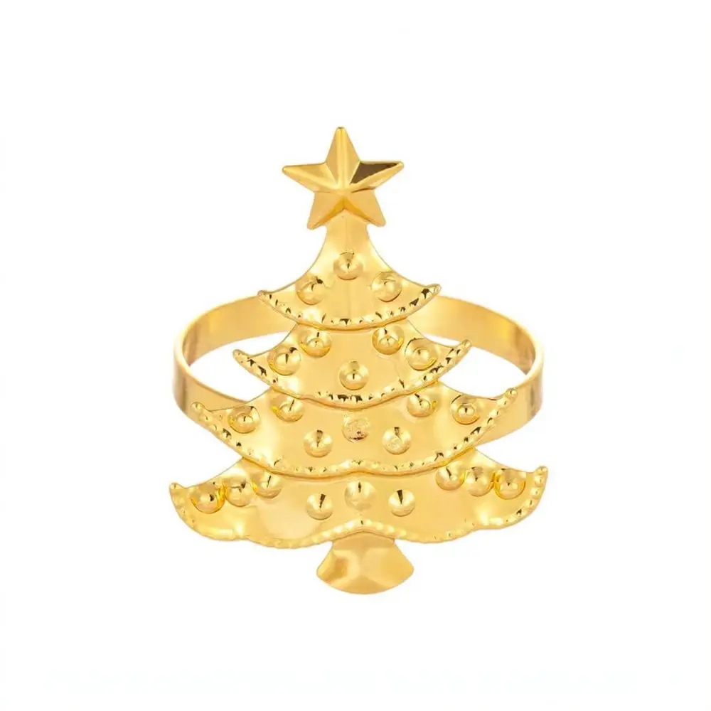 Elegant Christmas Tree Napkin Ring Gold Silver Red Napkin Holder For Festive Holiday Party Hotel Table Decoration Accessories