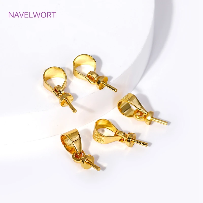 18K Gold Plated Brass Pinch Pendant Bail  For Jewelry Making Supplies Clip Bail Hooks Connector DIY Handmade Jewelry Accessories