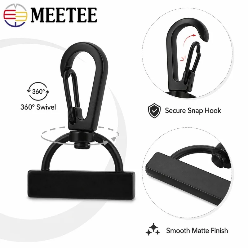 10-20Pcs 15-38mm Black Metal Trigger Snap Hook Tail Clip for Backpack Webbing Handbag Detachable Shoulder Strap Repair Hardware