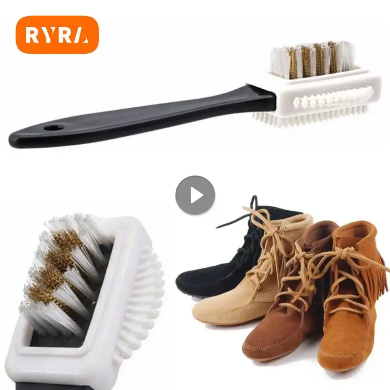 3 Side Of Cleaning Brushes For Suede Leather Nubuck Three Side Cleaning Shoe Brush High Quality Black S Shape Boot Shoes Brush