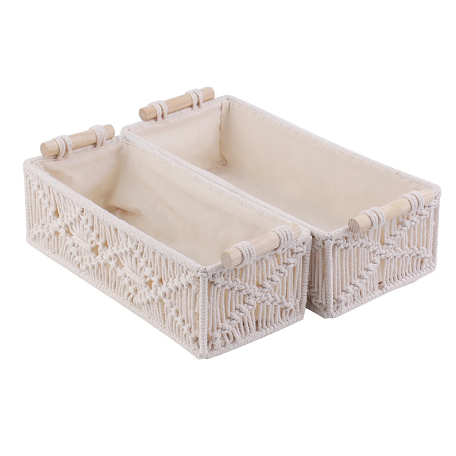 Woven Cotton Rope Storage Basket Multifunctional White Tissue Store Box Vintage Boho Decoration For Kitchen Living Room Bathroom