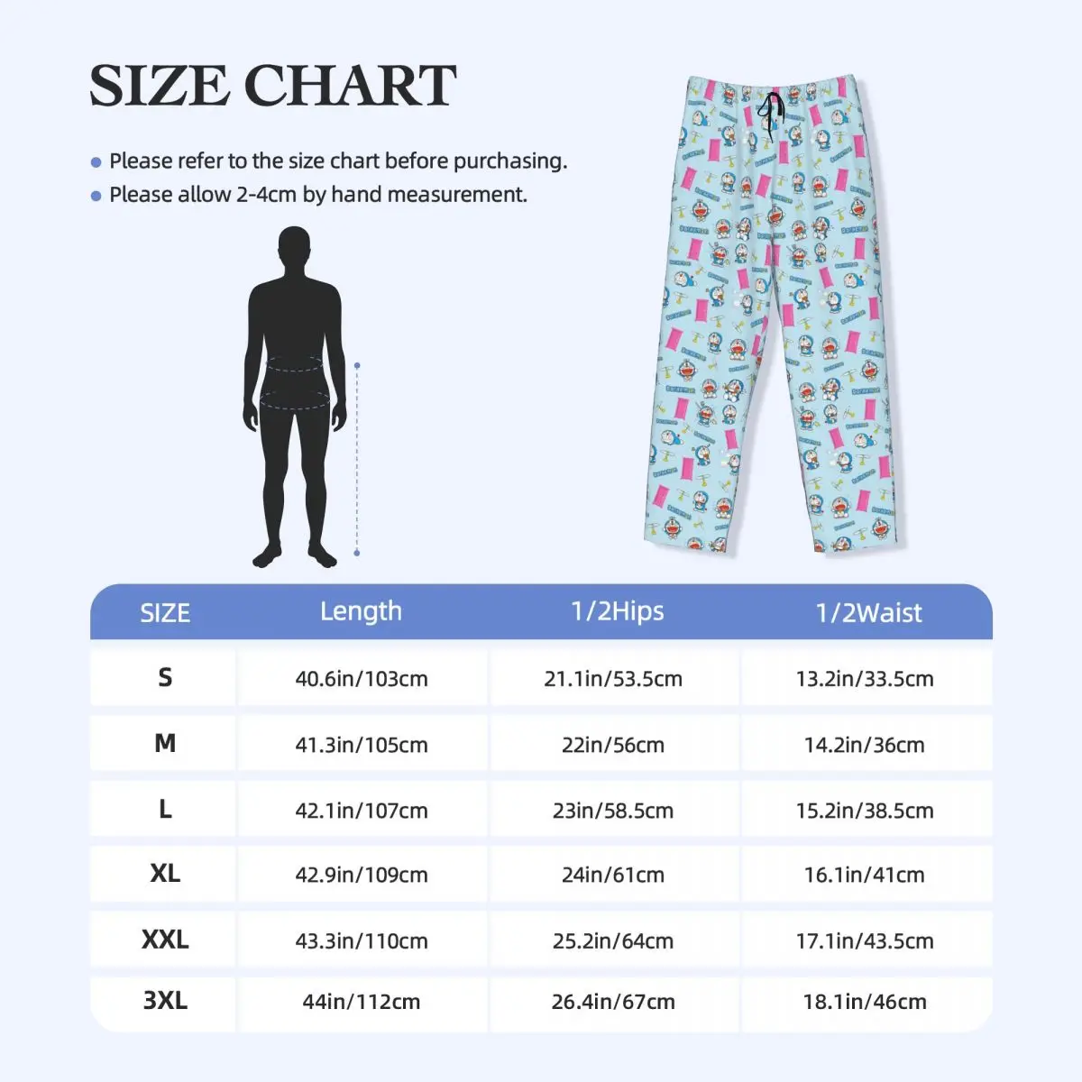 Custom Print D-Doraemons Cartoon Pajama Pants for Men Sleep Sleepwear Bottoms with Pockets