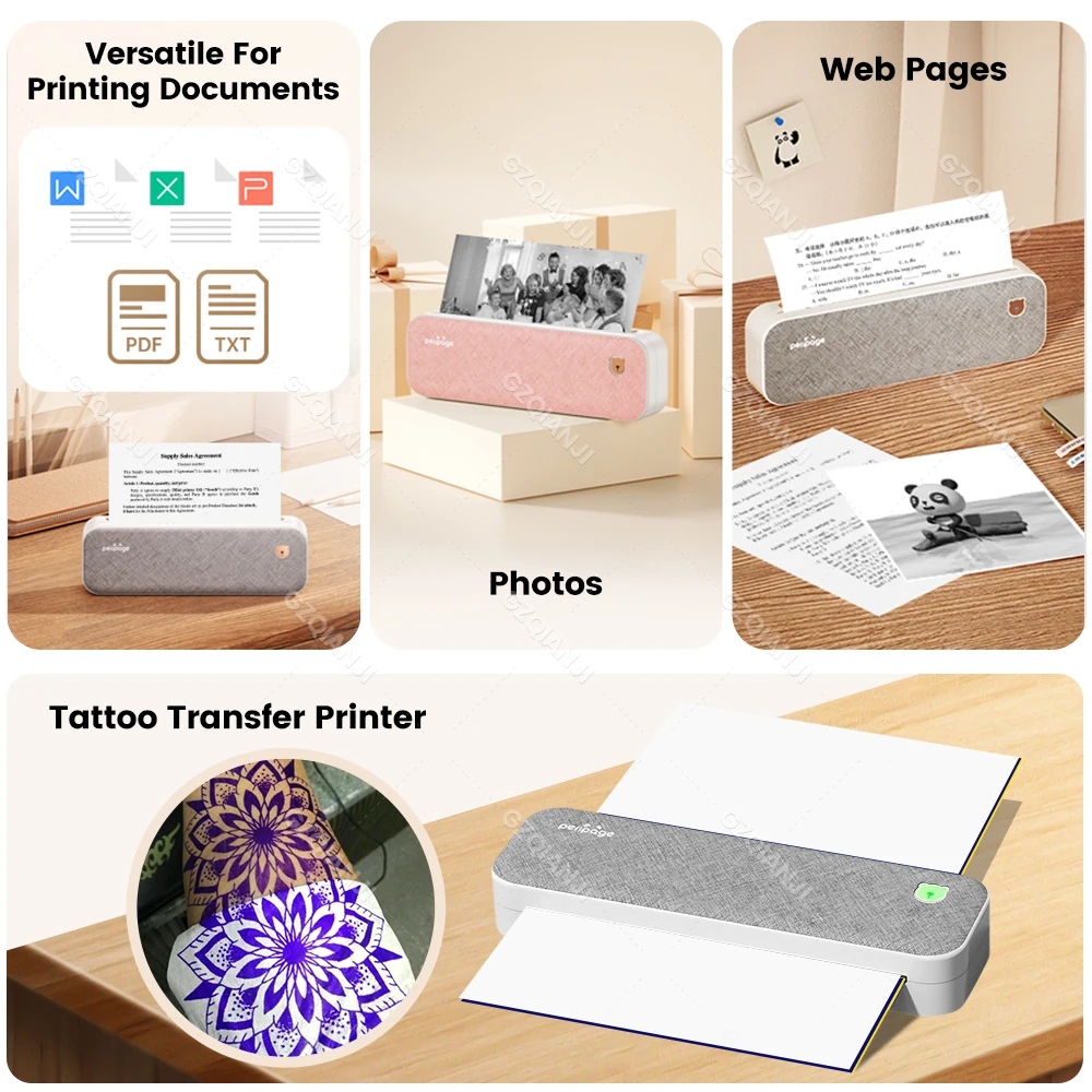 Pink Blue Gray Peripage A40 203dpi 304dpi Printer Machine Maker Portable Mini Bluetooth Handheld Thermal Printer A4 Printing