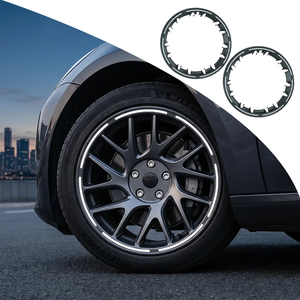 For Tesla Model 3 Highland Wheel Center Caps Half-Rim Hub Covers Luminous White Exterior Trim Upgrade Modification Accessories