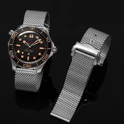 20mm Stainless Steel Watch Band for Omega Seamaster 300 No Time to Die 007 Men's Waterproof Sweet-Proof Milan Mesh Watch Strap