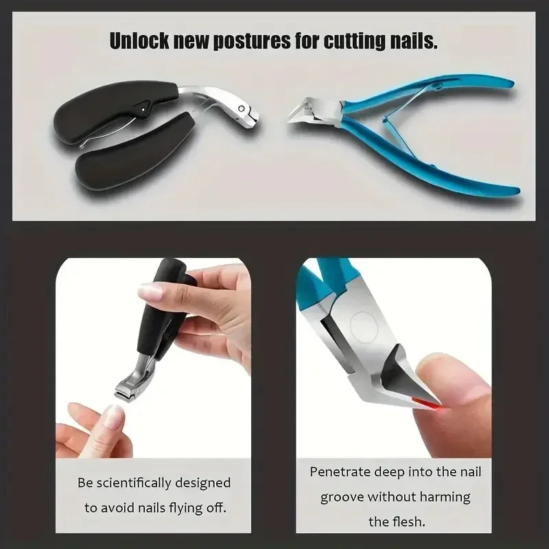 

2Pcs Combo Stainless Steel Professional Nail Clipper with Curved Design Large Opening ABS Non-Slip Handle Pair with Edge Trimmer