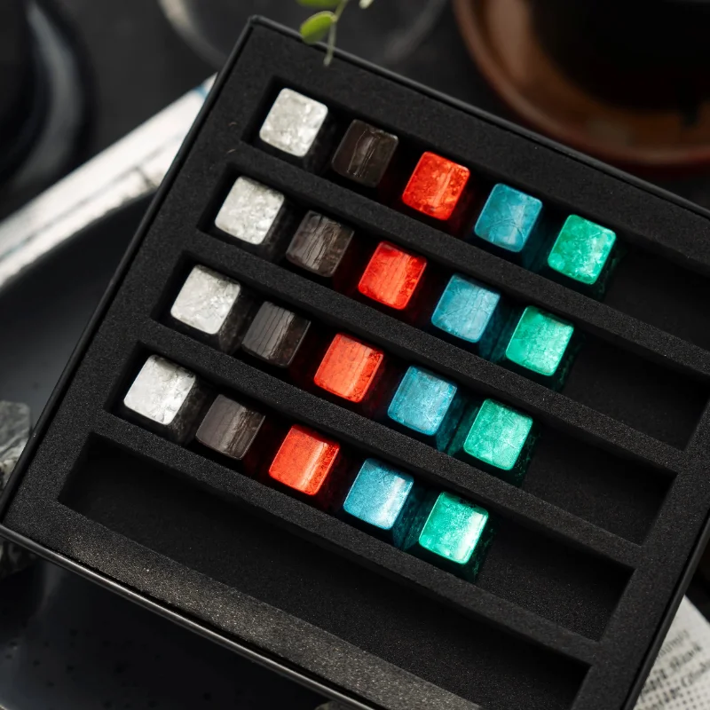 Keycap Kristal Es Asli Profil Ceri PBT Sederhana 1/16 Tombol Keycap Pengrajin Kustom untuk Hadiah Aksesori Keyboard Mekanis