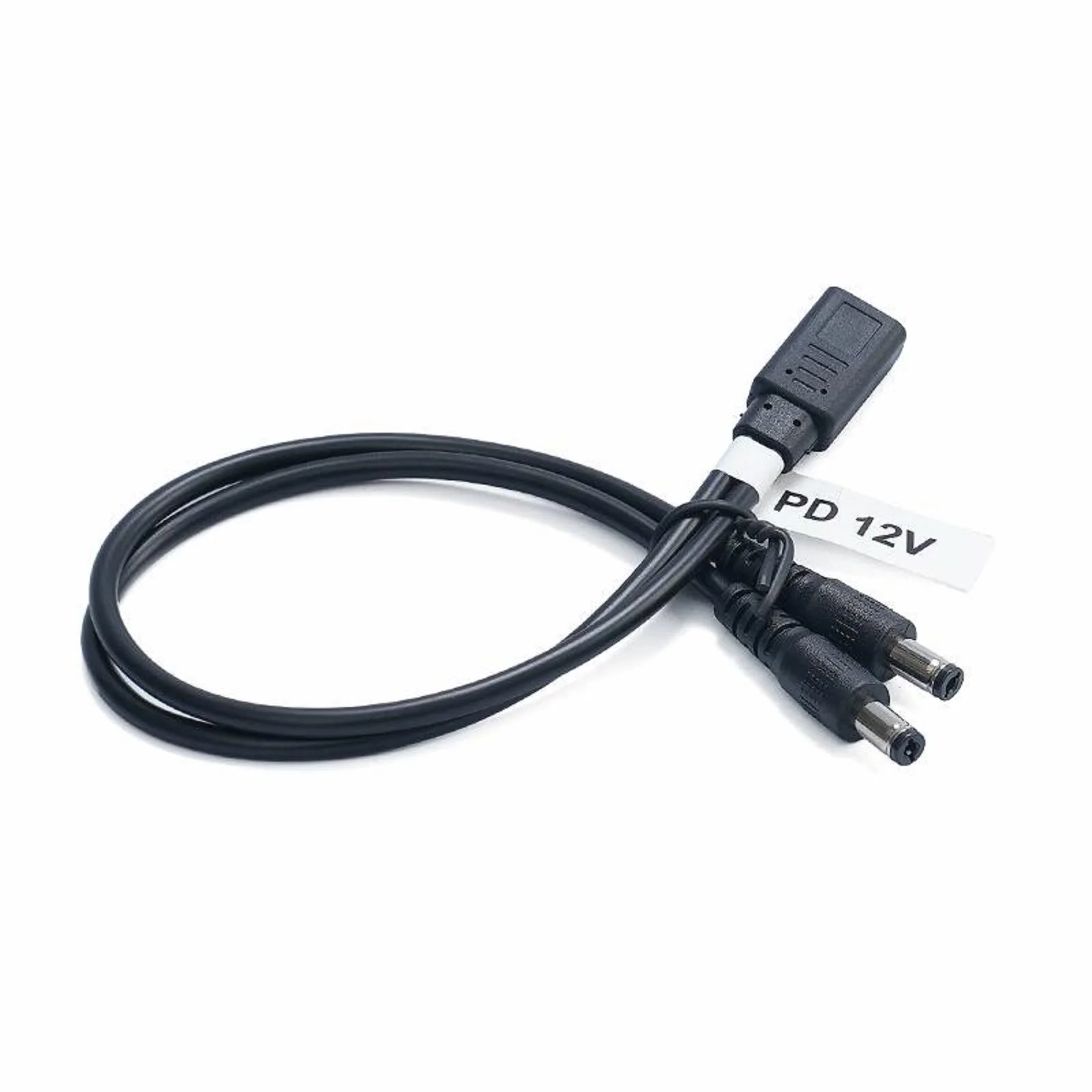 USB Type C Female to Dual DC 5.5x2.1mm Male Power Cable PD 12V 3A Charging Cord 30cm lot