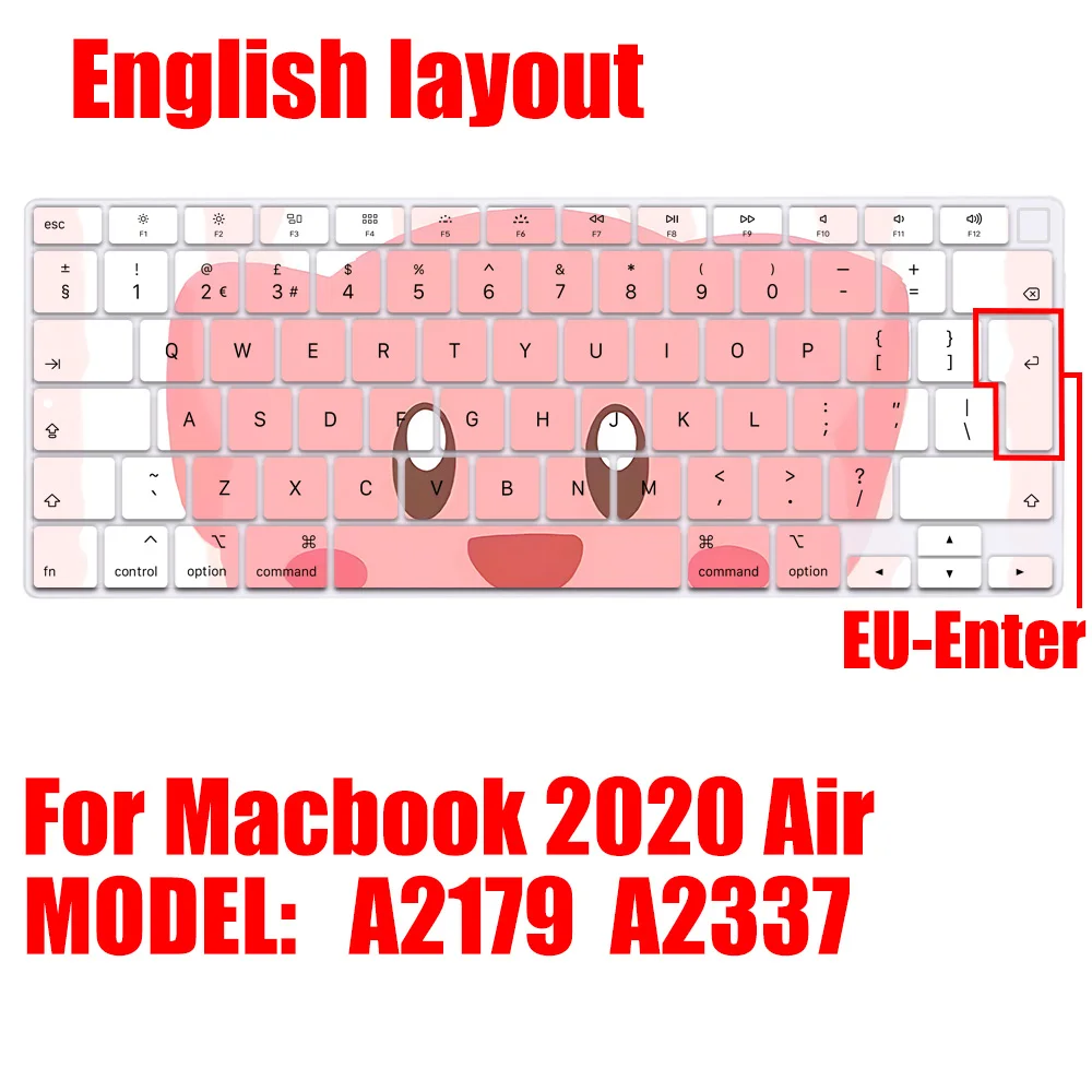 Cute Kirby EU Layout Color Print Soft Silicone Keyboard Cover For Macbook 2020 Air A2179 A2337