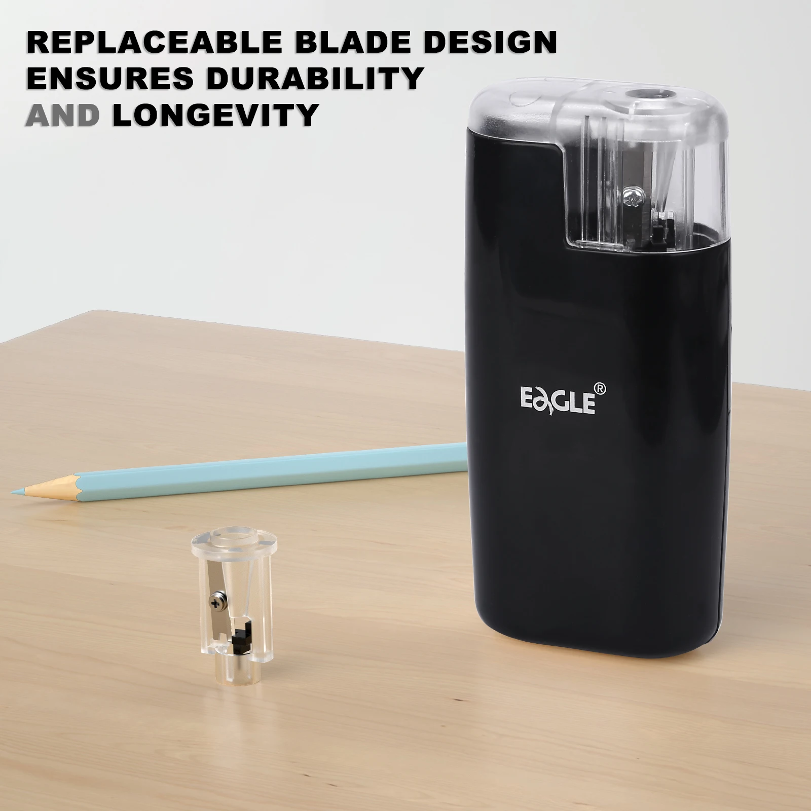 EAGLE Electric Pencil Sharpener for Artists Kids Adults Colored Pencils Battery-Operated, Portable, Manual/Electric Compatible