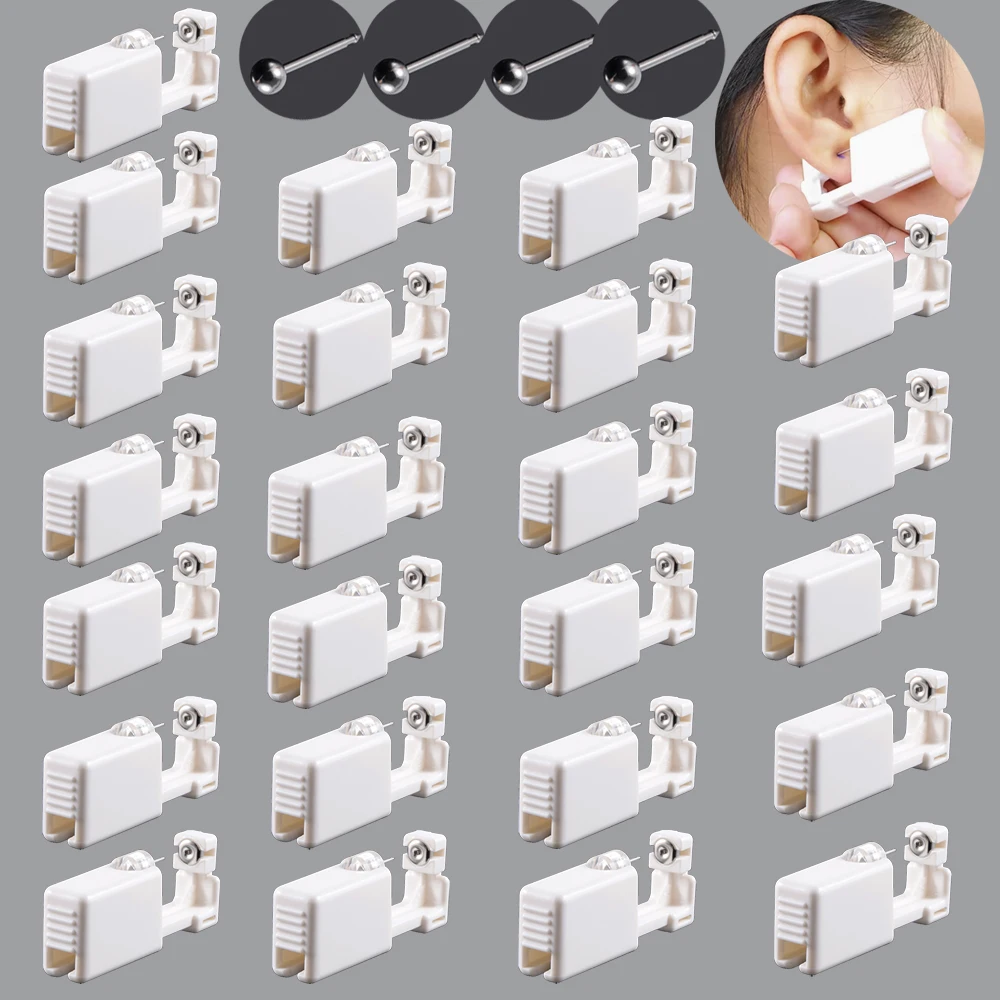 50-1PCS Disposable Sterile Ear Piercing Unit Ear Tragus Piercing Gun Home Use NO PAIN Piercer Machine with Steel Ball Ear Stud