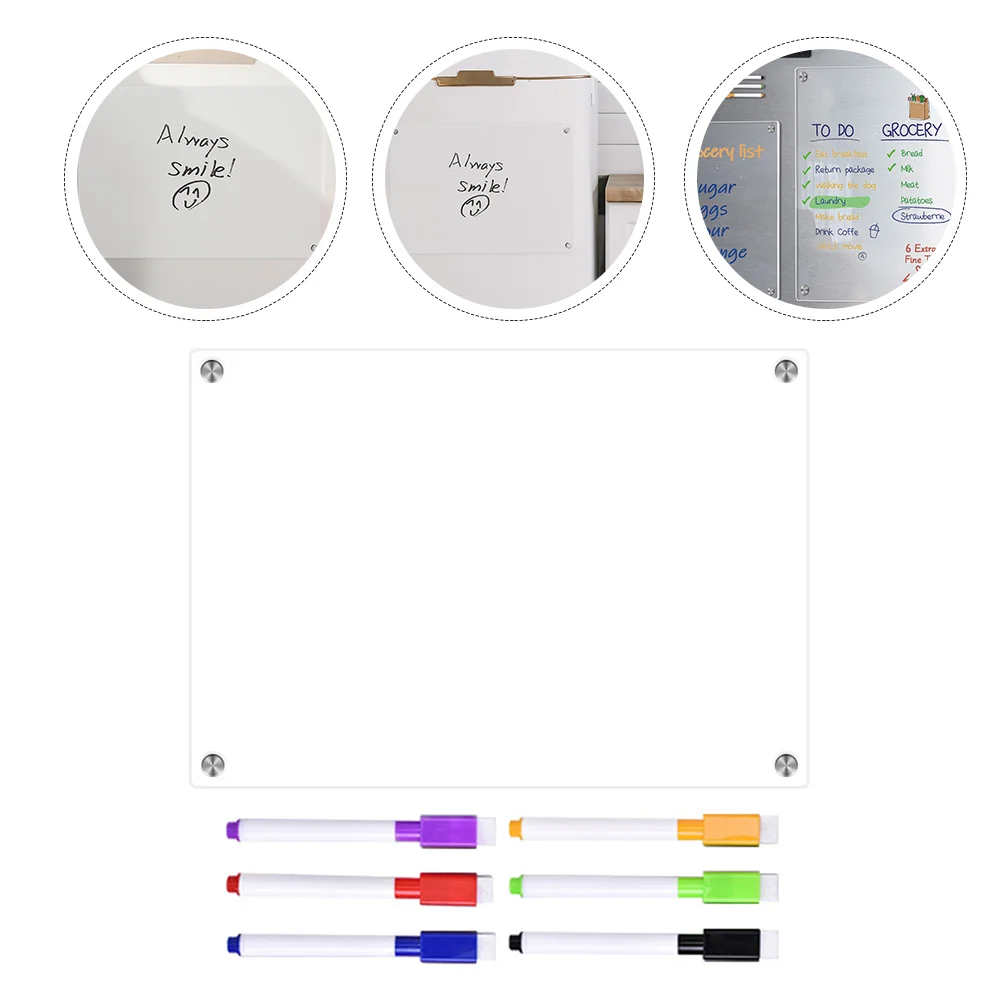 Clear Dry Erase Board Grocery List Magnet Pad for Fridge Calendar Magnetic Magnets